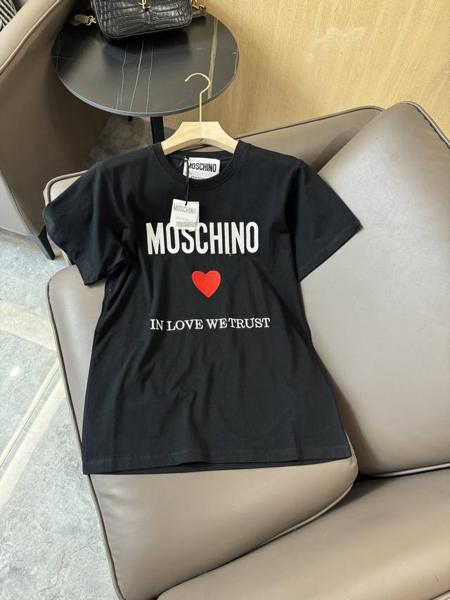 新款t恤 Moschino 字母印花经典款 短袖t恤 黑色 白色 Sml